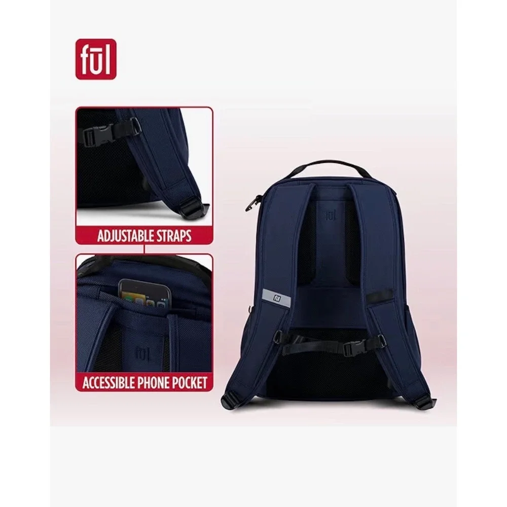 FUL Tactics Phantom Backpack OS Navy Blue Laptop Sleeve Tech Travel FLMB0061-410
